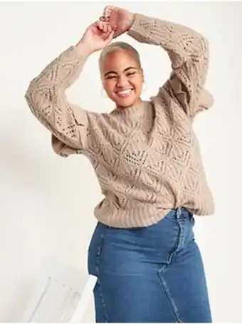 Old Navy Ruffle-trim metallic pointelle-knit sweater for women offer