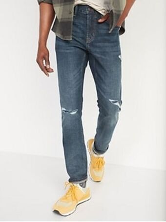 Old Navy Skinny built-in flex ripped jeans for men offer