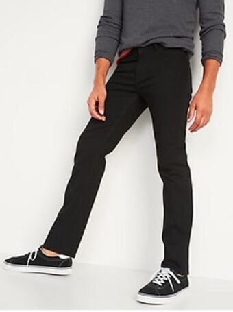 Boot-cut built-in flex black jeans for men