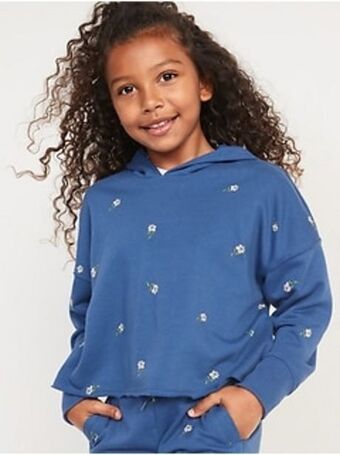 Old Navy Vintage slouchy raw-hem pullover hoodie for girls offer