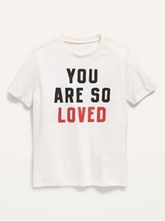 Old Navy Gender-neutral matching valentine's day graphic short-sleeve t-shirt for kids offer
