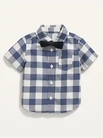Old Navy Short-sleeve gingham pocket shirt & bow-tie set for baby offer