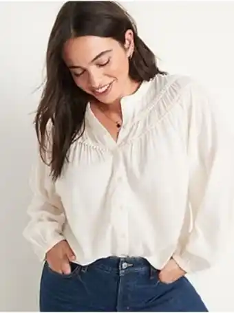 Old Navy Oversized crochet pom-pom dolman-sleeve blouse for women offer
