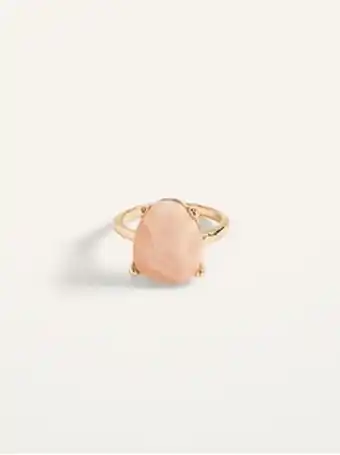 Old Navy Gold-toned metal pink-stone ring for women offer
