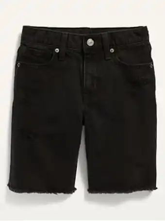 Old Navy Gender-neutral non-stretch ripped black cut-off jean shorts for kids offer