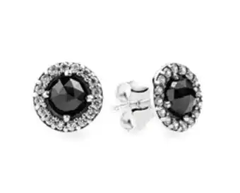 Pandora Glamorous legacy stud earrings, black spinel & cz offer