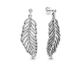 Pandora Shimmering feather dangle earrings offer
