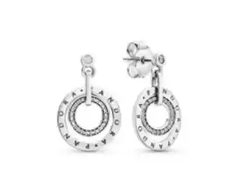 Pandora logo & sparkle circle dangle earrings