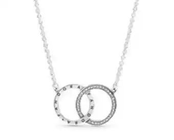 Pandora Entwined circles pandora logo & sparkle collier necklace offer