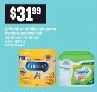 Loblaws Enfamil or similac advance formula powder tub offer