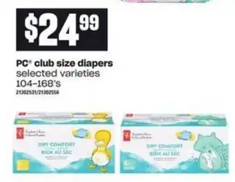 Loblaws Pc club size diapers offer