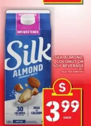 Food Basics Silk almond, coconut or soy beverage offer