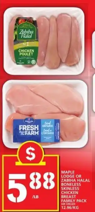Food Basics Maple lodge or zabiha halal boneless skinless chicken breast family pack offer