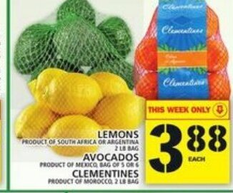 Food Basics Lemons avocados clementines offer