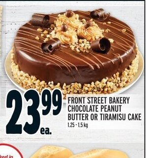 Metro Front street bakery chocolate peanut butter or tiramisu cake offer
