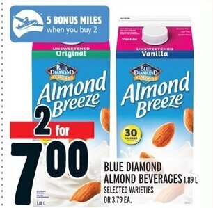 Metro Blue diamond almond beverages offer