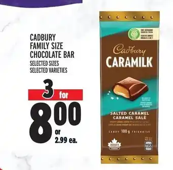 Metro Cadburry family size chocolate bar offer