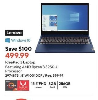 Staples Ideapad 3 laptop offer