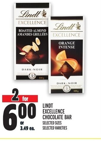 Metro Lindt excellence chocolate bar offer