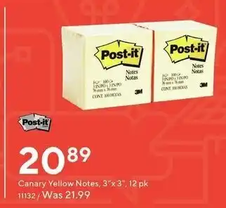 Staples Canary yellow notes offer