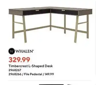 Timbercrest L shaped desk offer at Staples