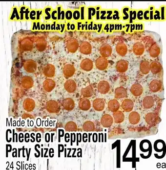Cataldi Fresh Market Cheese or pepperoni party size pizza offer