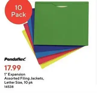 Staples 1" Expansion assorted filing jackets letter size offer