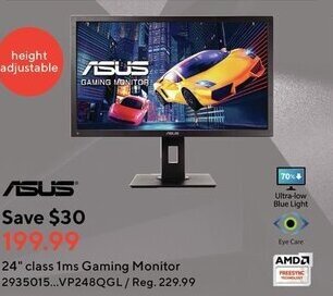 Staples 24" class 1ms gaming monitor offer