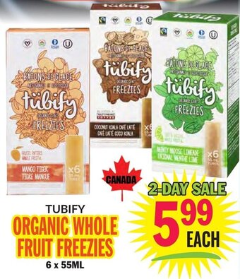 Organic whole fruit freezies