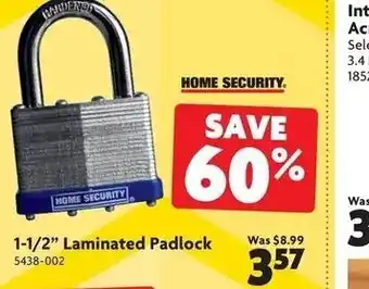 Home Hardware 1-1/2" laminated padlock offer
