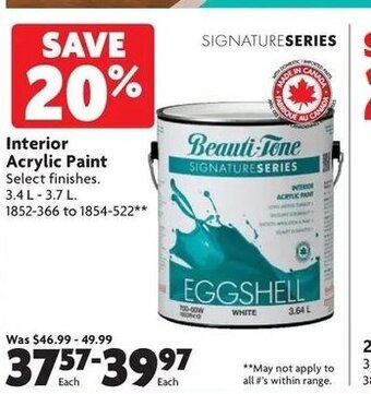Home Hardware Interior acrylic paint offer