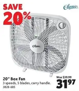 Home Hardware 20" Box fan offer