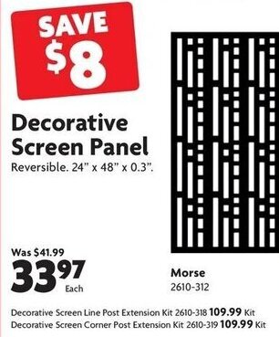 Home Hardware Decorative screen panel offer