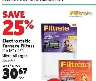 Home Hardware Electrostatic furnace filter offer
