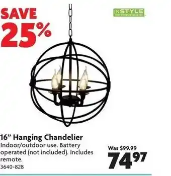 Home Hardware 16"Hanging chandelier offer