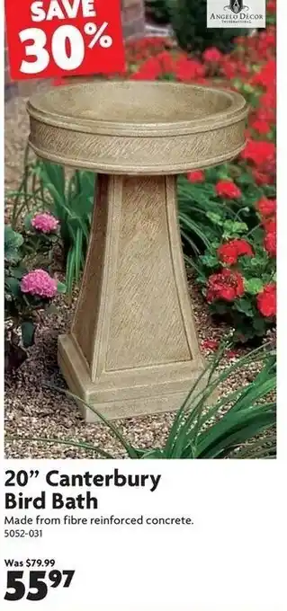 Home Hardware 20" Canterbury bird bath offer