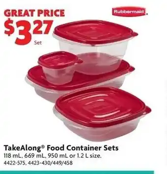 Home Hardware Takealong food container sets offer