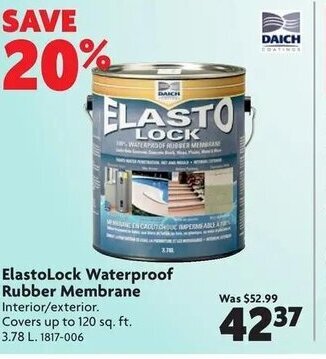 Home Hardware Elastolock waterproof rubber membrane offer