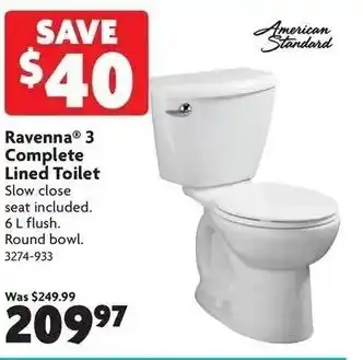 Home Hardware Ravenna 3 complete lined toilet offer