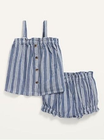 Striped cami top & bubble shorts set for baby