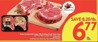 Walmart Fresh Canada AAA Angus Rib Grilling Steak Value Pack offer