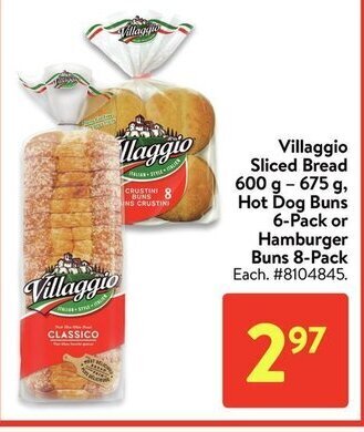 Walmart Villaggio Sliced Bread offer