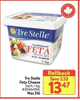 Walmart Tre Stelle Feta Cheese offer