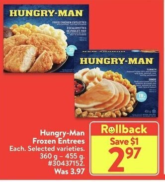 Walmart Hungry-Man Frozen Entrees offer