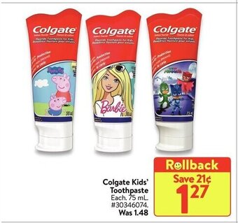 Walmart Colgate kids toothpaste offer