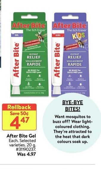Walmart After bite gel offer