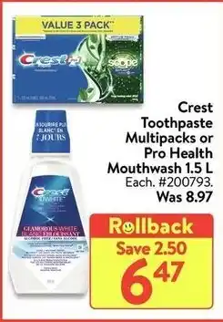 Walmart Crest toothpaste multipacks offer
