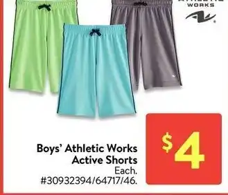 Walmart Boy's athletic works active shorts offer