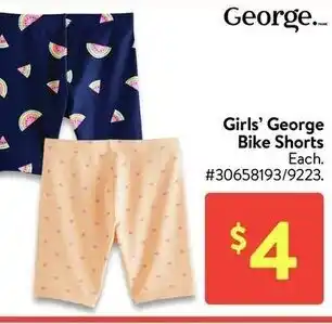 Walmart Girls' George bike shorts offer