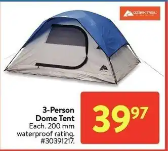 Walmart 3-Person dome tent offer